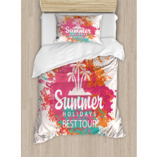 Lettering and Palms Duvet Cover Set