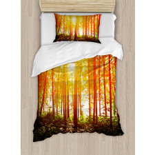 Foggy Forest Scenery Duvet Cover Set