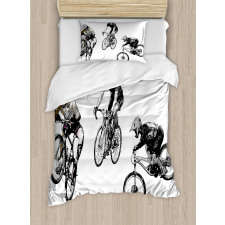 Sketch Cyclists Duvet Cover Set