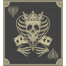Vector Skull Poker Cards Duvet Cover Set