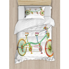 Tandem Bike Design Duvet Cover Set