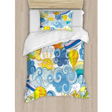 Sun Airplanes and Balloons Duvet Cover Set