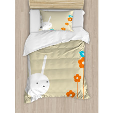 Bunny with Flowers Duvet Cover Set