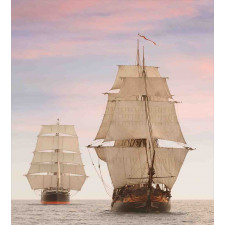 Wooden Sailing Ship Waves Duvet Cover Set