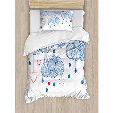 Hand Drawn Clouds Duvet Cover Set