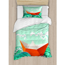 Navy Sealife with Waves Duvet Cover Set