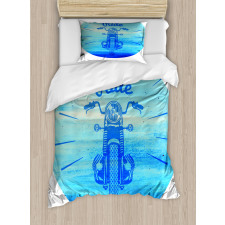 Vintage Motorcycle Duvet Cover Set