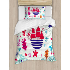 Sailing Ship Anchor Sea Duvet Cover Set