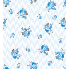 Blue Color Romantic Flower Duvet Cover Set