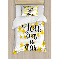 Motivational Star Phrase Duvet Cover Set