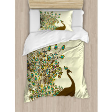 Peacock Bird Profile Duvet Cover Set