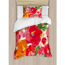 Watercolor Style Floral Duvet Cover Set