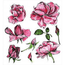 Garden Flowers Rose Buds Duvet Cover Set