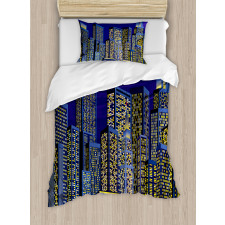 Cityscape Square Blue Duvet Cover Set