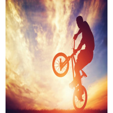 Man on Bike Hazy Sun Duvet Cover Set