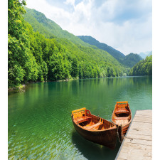 Boats Lake Forest Serene Duvet Cover Set