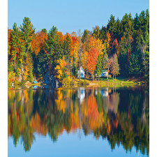 Lake House in Autumn Duvet Cover Set