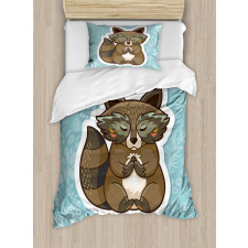 Raccoon on Meadow Duvet Cover Set