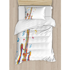 Doodle Style Guitar Art Duvet Cover Set