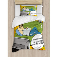 Man TV Cat Comic Book Duvet Cover Set