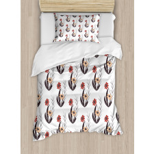 Red and Orange Flowers Duvet Cover Set