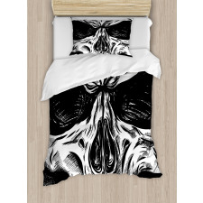 Gothic Sketch Evil Face Duvet Cover Set