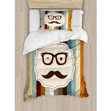 Man Moustache Glasses Duvet Cover Set