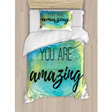 Inspiratonal Watercolor Duvet Cover Set