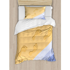 Footprints Sand Seaside Duvet Cover Set