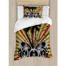 Palm Trees Music Party Duvet Cover Set