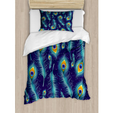 Peacock Bird Feathers Duvet Cover Set