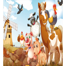 Animals in Farm Artwork Duvet Cover Set