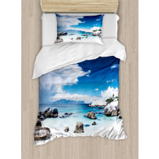 Digital Rocks and Ocean Duvet Cover Set