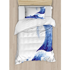 Aquatic Storm Blue Waves Duvet Cover Set