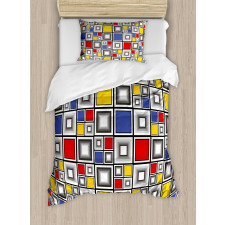 Colored Mosaic Square Duvet Cover Set