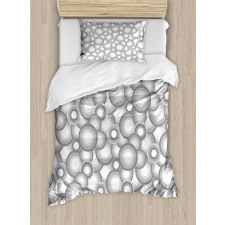 Grey White Balls Rounds Duvet Cover Set