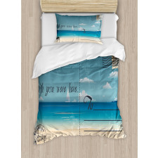 Summer Postcard Stamp Duvet Cover Set