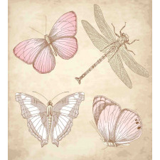 Retro Butterflies Bugs Duvet Cover Set