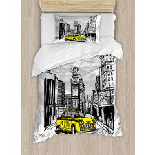 Cab in New York City Duvet Cover Set