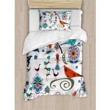 Colorful Florals Swirls Duvet Cover Set