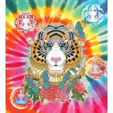 Tiger Head Ornate Theme Duvet Cover Set