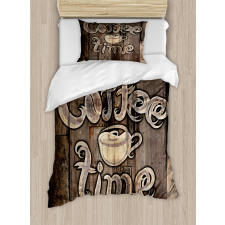 Coffee Time Grunge Back Duvet Cover Set