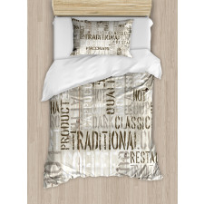 Coffee Phrase Espresso Duvet Cover Set