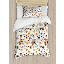 Croissant Bagels Coffee Duvet Cover Set