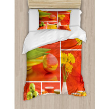 Coffee Cups Tulips Apples Duvet Cover Set