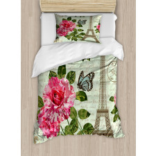 Shabby Plant Roses Leaf Duvet Cover Set