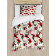 Romantic Flowers Leaves Duvet Cover Set