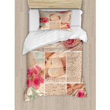 Old Roses Lace Flowers Duvet Cover Set