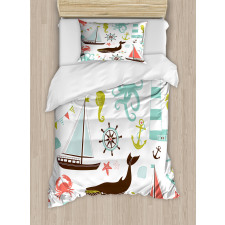 Pastel Marine Elements Duvet Cover Set