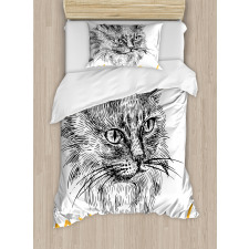 Hand Drawn Cat Duvet Cover Set